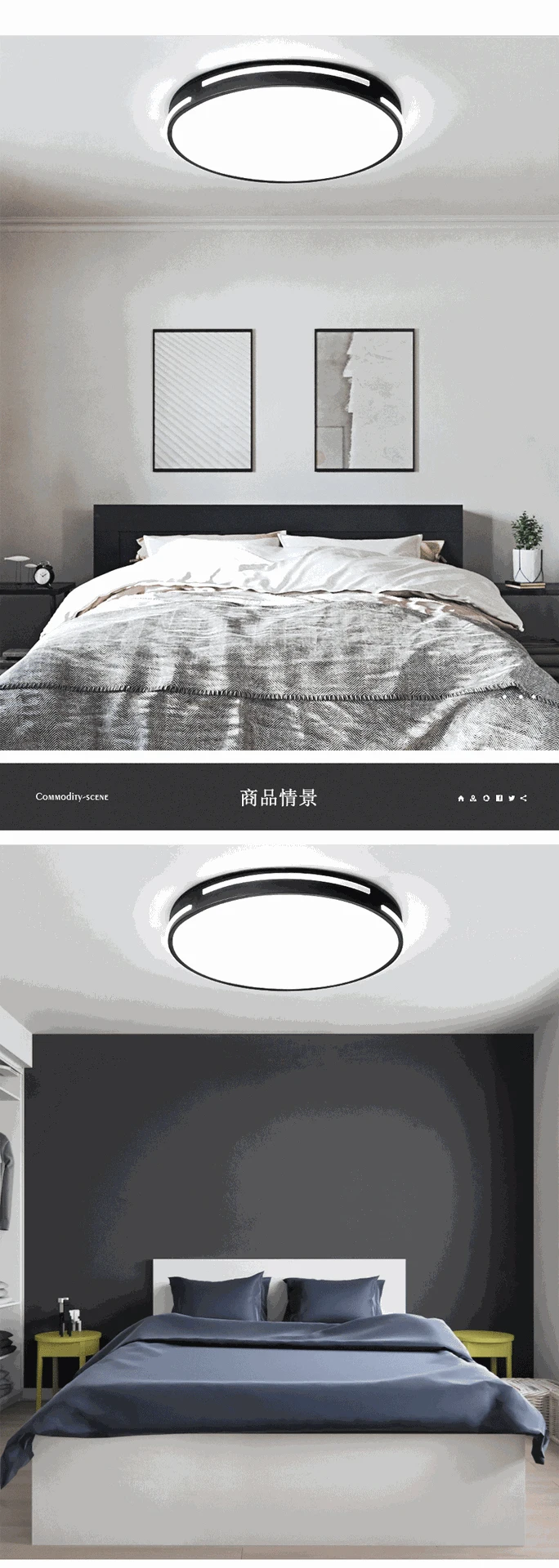 Bedroom LED ultra-thin round ceiling lamp Simple modern room study minimalist creative living room Nordic style lamps