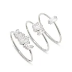 Jewelry Gemnel Stone Jewelry Set Baguette CZ Stone 925 Silver Women Gold Rings