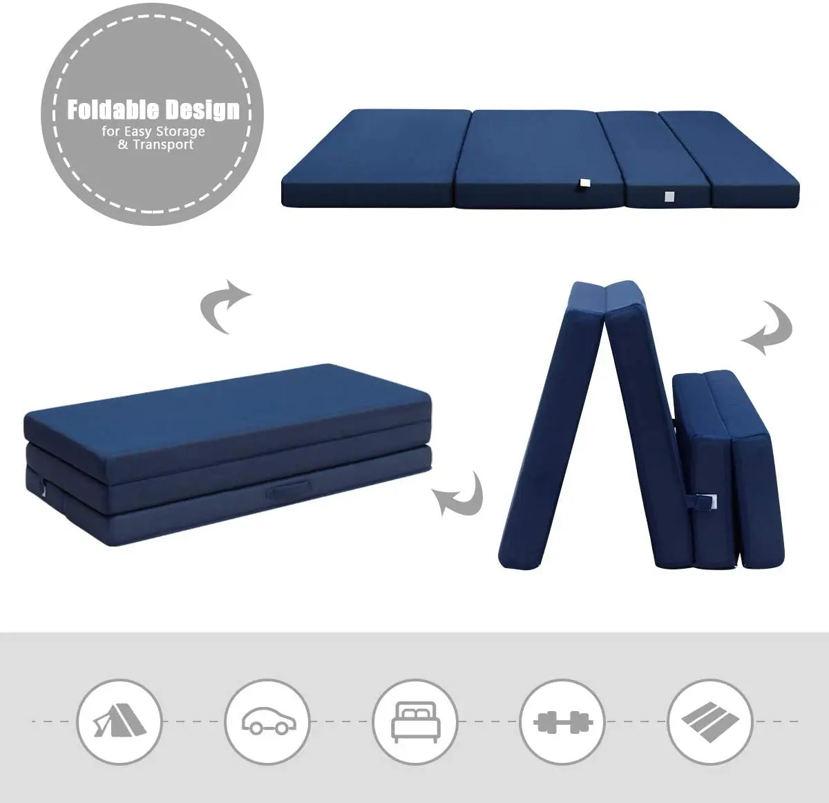 4 Folding Mattress Topper Pressure Relief  Multiple Shaped 3D Mesh Fabric Machine Washable Topper