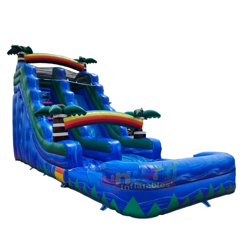 Built in Sprinkler for Outdoor Party Triple Water Slide W/Speed Ramp with Spraying and Inflatable Crash Pad for Kids,Inflatable Water Slides 18 Ft Lawn Water Slides Large Backyard Waterslide 
