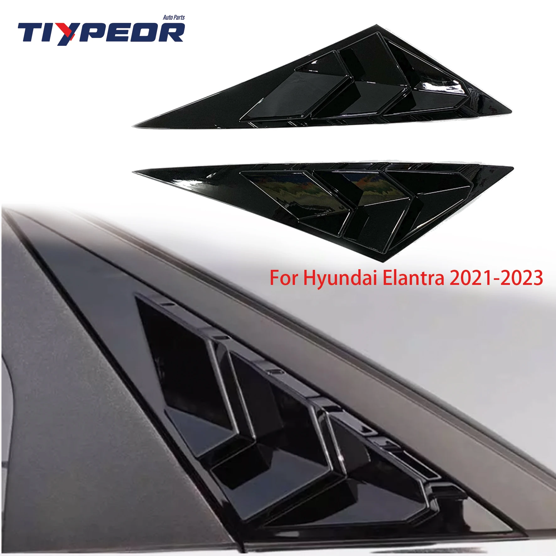 product abs racing style auto rear side window louvers car side window louver exterior decoration for hyundai elantra 2021 2022 2023-3