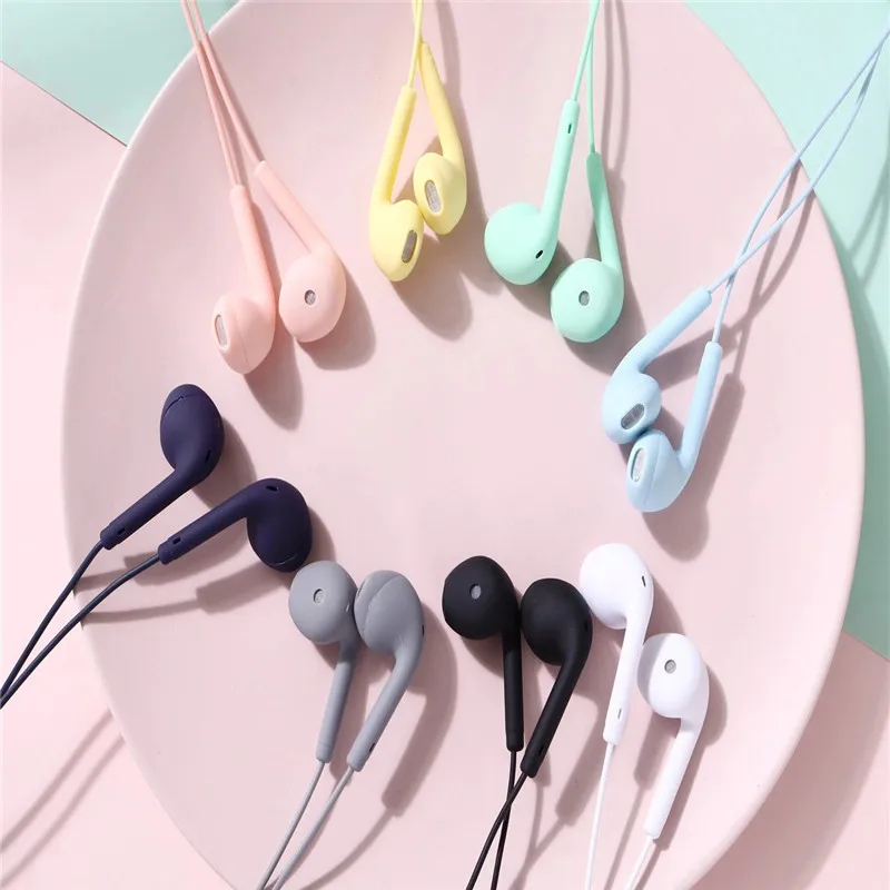 High Quality Cheap Macaron Colour Wired Earbuds Earphone 3.5mm in Ear Headphones