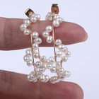 Pearl Hoop Earrings Pearlpearl Earring Manufacturer Custom 3-4mm Potato Freshwater Pearl Hoop Earrings