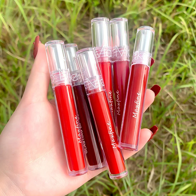 Cylinder Shape Lipgloss Fancy Matte Lip Gloss New Item Stylish 3.2ML with Clear Bottle 6 Colors Waterproof Common Life Makeup