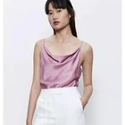 Tanks Tops 2021 Summer Women's Solid Satin Beaded Spaghetti Strap Backless Tanks Casual Tops