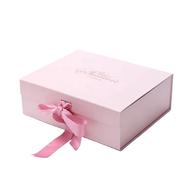 cardboard folding box packaging gift with ribbon