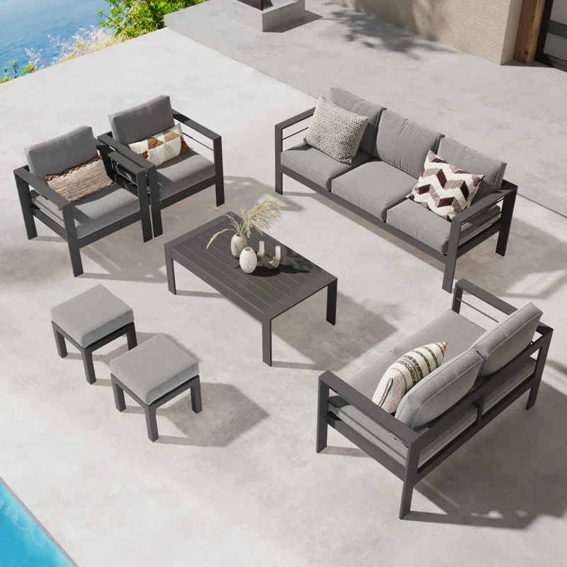 product 9 persons factory luxury sectional patio coffee set aluminum couch outdoor furniture garden sofas group corner sofa-3