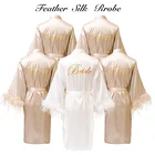 Wedding Custom New Feather Personalized Embroidery Robe Bridesmaid Bride Satin Wedding Bride Robe