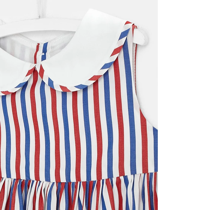 Boutique Child Summer Sleeveless  Dress New Style Peter Pan Collar Stripe Baby Girl Dress