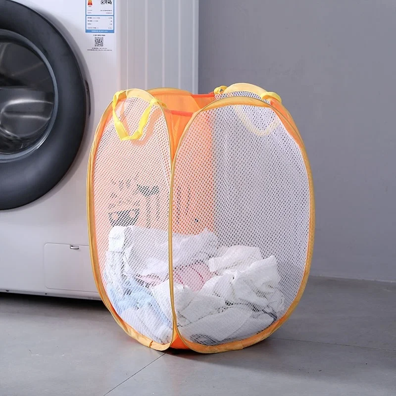 Folding Laundry Basket Hamper Cartoon Pop Up Open Mesh Laundry Dirty Sorting Basket Kids Toys Home Storage Box Organizer