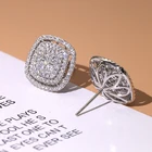 Jewelry 2022 Fashion Jewelry 18K Densely Diamond Square Gold Hoop Earrings Women