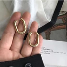 Gold Hoop ENSHIR Minimalist Jewelry 18K Gold Plating Geometric Oval Big Hoop Earrings For Women