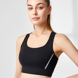 Good Quality Shock-Proof Running Fixed Chest Pad Mesh Beautiful Back Yoga Vest Women's Sport Bra Crop Top