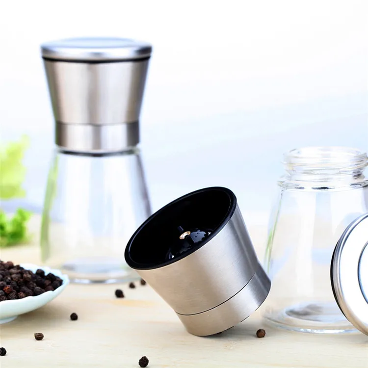 H98 180ML Kitchen Spice Mill with Stainless Steel Lid Manual Seasoning Salt Pepper Glass Mills Ceramic Grinder