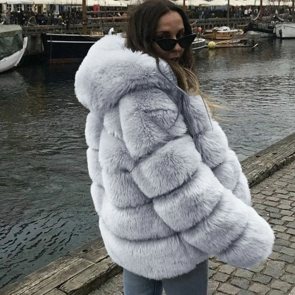 Fluffy,Faux Fur Coat 