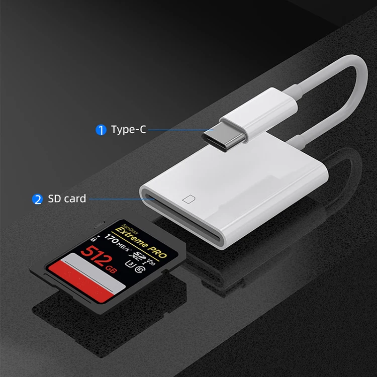 Factory Ultra Low Price Portable Type C Usb C Sd Card Reader White Mobile Phone Sd Card Reader