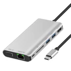 Vga 7 IN 1 Adapter Type C Hub USB C USB3.1 Adapter To HDMI 2*USB 3.0 SD Card USB C With RJ45 And VGA