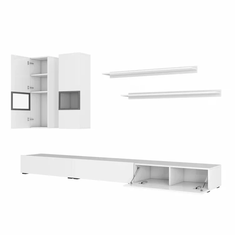 Wholesale white high glossy UV led new latest design elegant 75 inch tv floor mounts tv stands sets