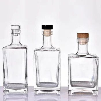 Custom Square Spirit Liquor Bottle 750ml Gin Whiskey Wine Vodka Glass Bottle Brandy Rum with Cork