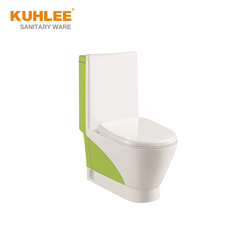 Floor Mounted WC Luxury Ceramic Green Black Colored Siphonic One Piece Toilet For Bathroom
