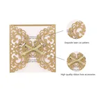 Wedding Invitation Hot Sale Customized Color Luxury Laser Cut Gold Pearl Paper Wedding Invitation Card