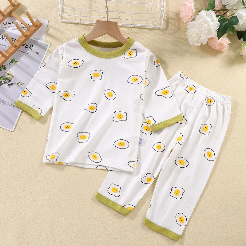 Kid Cute Clothes Casual Long Sleeve Children Baby Kids 100% Cotton Pajamas Girls Boys Sleepwear Pjs 2 Pieces Set