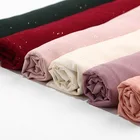 Sequins Hijab New Chiffon Headscarf Monochrome Sequins Flower Print Bubble Hijab Scarf