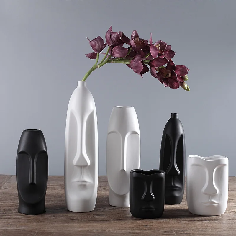 2023 Home decoration Living room furniture Craft ornament Porcelain Abstract human face Ceramic flower vases