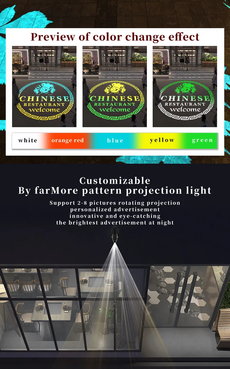 Logo Projector Free Custom Advertising Lights 100W150W Led Gobo Light Business Sign Wall Projection Lamp Outdoor Waterproof IP67