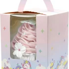 Box Easy Assembly Pie Cupcake Boxes With Handle Window And Insert Pink Cupcakes Package Box For Individual