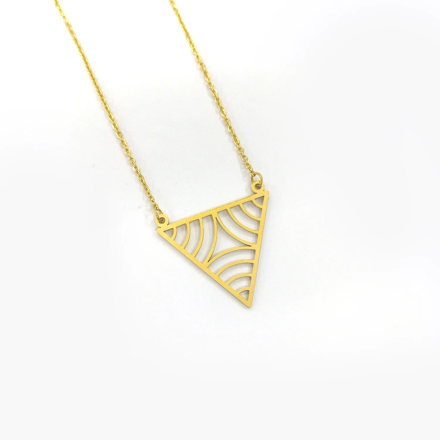 wholesale custom women's men's triangle stainless steel necklace pendants jewelry