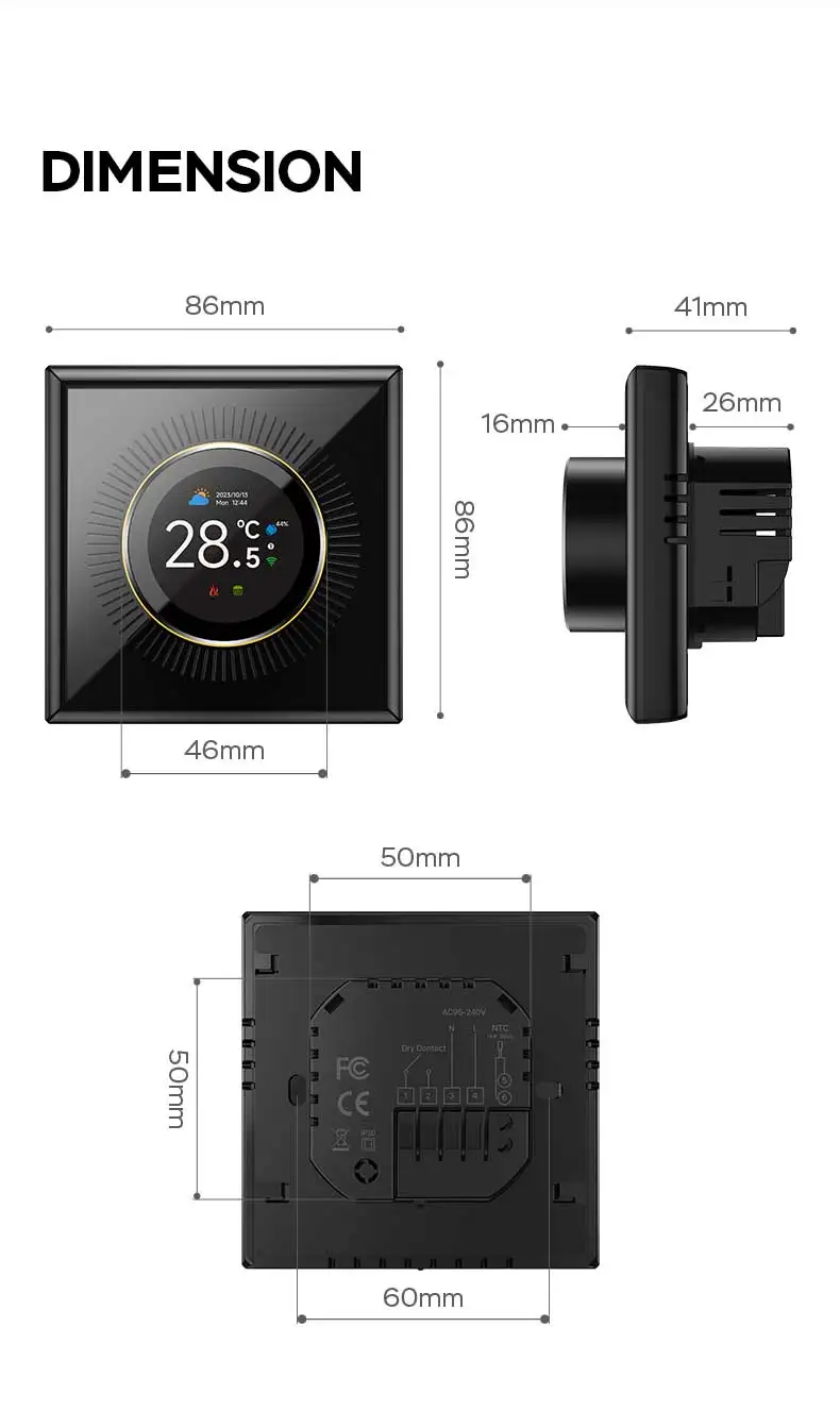 Modern 5A Smart TFT Knob WiFi Thermostat TUYA App Compatible with Alexa Google Assistant Seven Color Water Heating/Gas Boiler