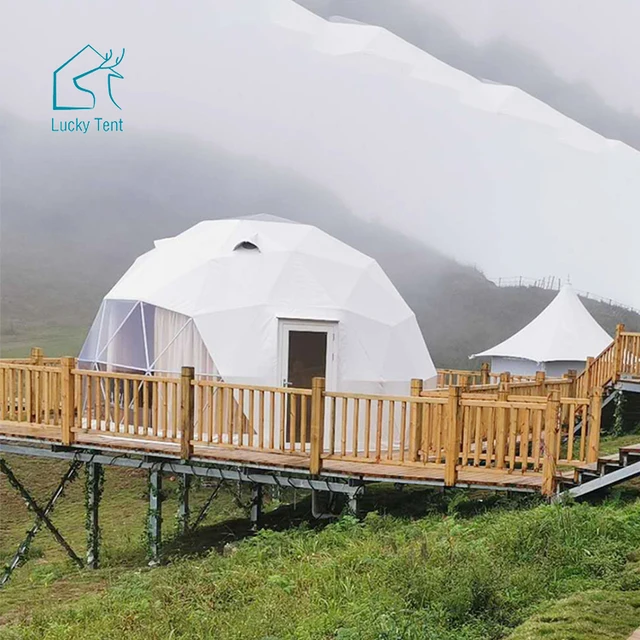 6m Galvanized Steel Tube Camping Hotel Dome House Pvc Tarpaulin Insulation Geodesic Dome Tent