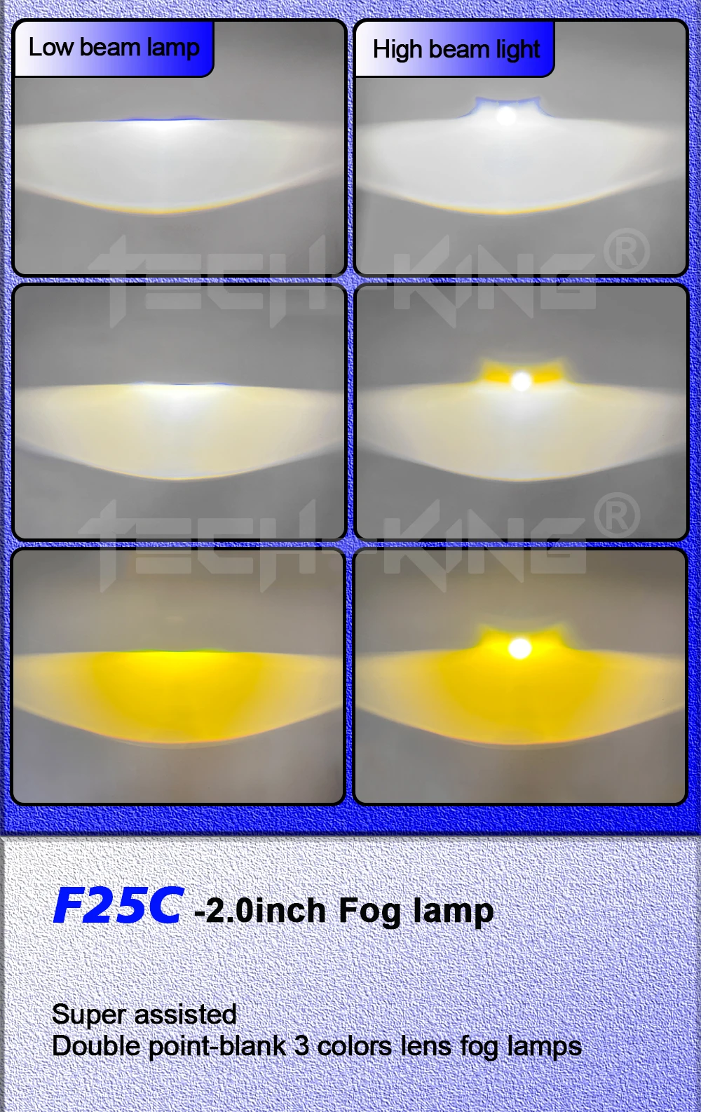 3 colors Bi Led Projector Lens High Low Beam Led Laser Fog Light Auto Accessories Customizable Logo 2 inch for Car Lens fog lamp