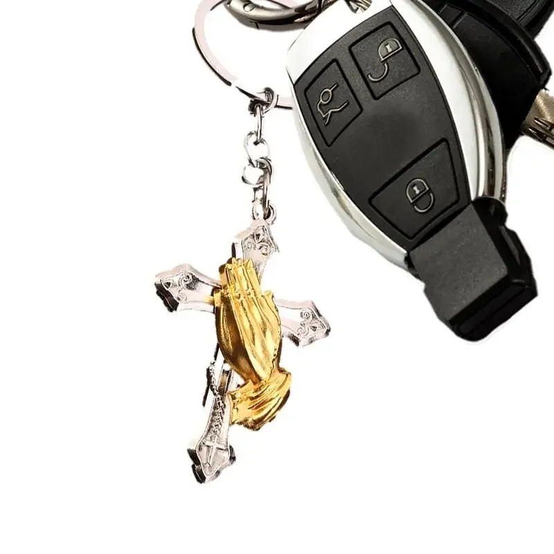 2024 Easter Key Chains car Keychains Women Praying Hands Christian Jesus Cross Muslim Keyrings  God Bless Key Holder Accessories