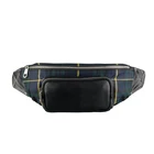 New Design Plaid Pattern Sports Waterproof Waist Bag Canvas Crossbody Fashion Fanny Pack