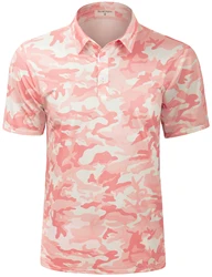 Custom Logo Men's Camo Golf Shirts Anti UV Protection UPF 50+ Moisture Wicking Short Sleeve Quick Dry Golf Polo T Shirt