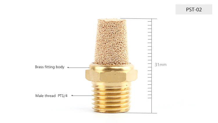 SNS PST Series Brass Fitting PT NPT Male Thread Air Exhaust Silence