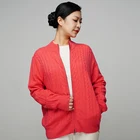 Knit 100% Cashmere Cardigan High Quality Hot Selling 100% Red Cashmere Mujer Knit Cardigans 2021