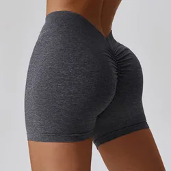 Custom LOGO V Cut Back Scrunch Butt Active High Waist Athletic Tights Women Running Sport Yoga Workout Gym Sexy Short Leggings