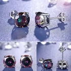 Gemstone Earrings Fashion Colorful Gemstone Sparkle Earrings Hollow Square Round Glass Earrings