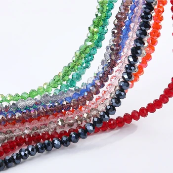 Crystal Loose Beads 3mm 4mm 6mm 8mm Faceted Crystal Rondelle glass Beads with hole for jewelry making and bracelets