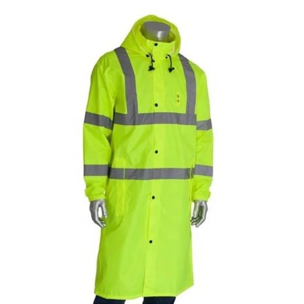 Hi Viz Premium Raincoat Parka Hooded 