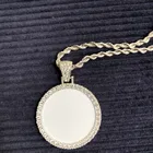 Necklace Diamond 2022 Sublimation Blanks Round Necklace With Diamond Heat Transfer Printing