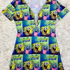 Onesie Stretchy Button Printed Cheap Clothes Short Sleeve Cartoon Powerpuff Girls Onesie For Women 1 Piece