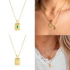 Necklaces CANNER Hot Selling Jewelry S925 Silver Green Clear CZ Diamond Inlaid Lock Necklaces For Women