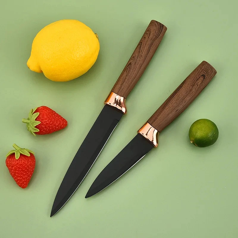Best Selling 7pcs Stainless Steel Kitchen  Scissors Chef Knives Cleaver Black Knife Set  Cleaver Black Knife Set with Holder