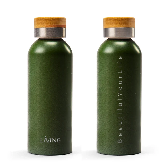For Travel Hiking17oz Keep Drinks Cold/Hot Bamboo Lid Recycled Stainless Steel Sports Water Bottle