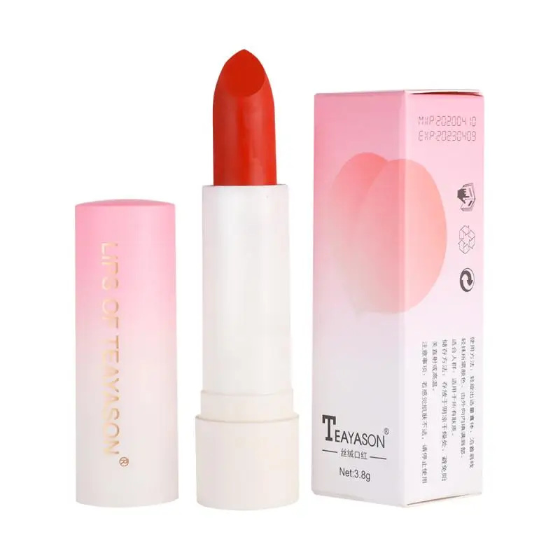 retro peach lipstick