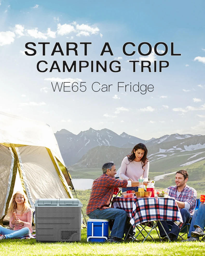 38L 48L 58L Portable Battery Powered Mini Fridge Car Refrigerator Freezer with AC Adaptor for Camping Home Use DC 12v/24V